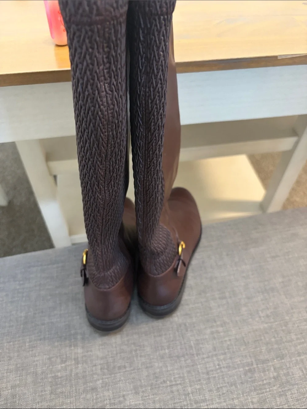 Cole Haan Brown Knee High Riding Boots Size 10 Low Heel